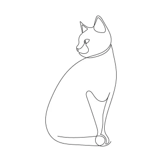 Minimalist  Line Sitting Cat – Simple Art to Practice Calm and Balance