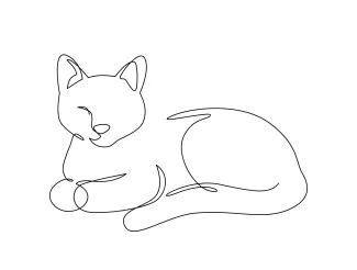  Line Drawing of a Sitting Cat to Learn Calm Poses and Basic Structure