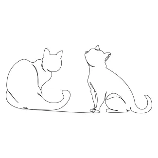 Drawing Two Cats in One Line: Practice Animal Poses with Easy Art