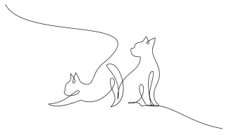 "One Line Drawing of Two Cats: Expressing Playfulness and Companionship in Art"