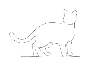 "One Line Cat Drawing: Illustrating a Feline in Its Cozy Home"