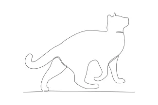 Cat One Line Cat Drawing: Build Drawing Confidence with Simple Animal Outlines