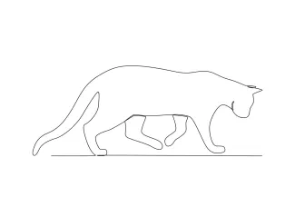 Cat Walks Down Draw a Cat Walking Down in One Line: Practice Balance and Direction in Art