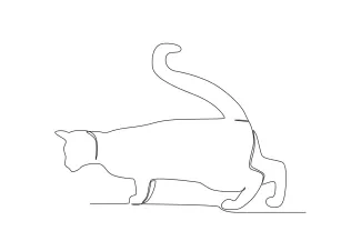 Cat Stands Tail Raised Cat Standing with Tail Up in One Line: Practice Animal Poses with Confidence