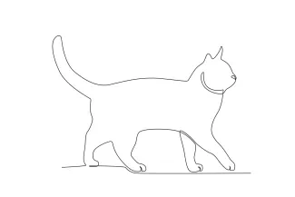 Cat Walks Slowly Slow-Walking Cat One Line Drawing: Improve Drawing Patience and Observation Skills