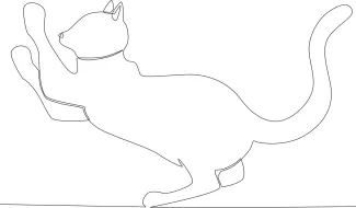 Cat Clawing Wall One Line Drawing of Cat Clawing Wall: Practice Sharp Angles and Active Poses