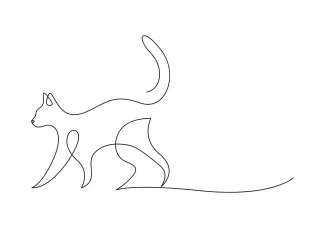  Line Art of a Cat: A Relaxed Way to Learn Drawing Without Pressure