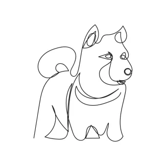 One-Line Akita Drawing: Practice Strong Animal Shapes Easily
