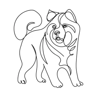 Simple Akita Dog Outline: Learn Animal Form Through Line Drawing