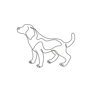 Beagle One Line Drawing: Friendly Dog for Easy Art Lessons