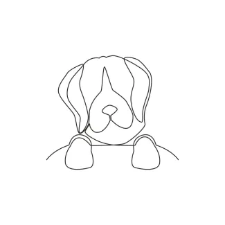 "One Line Beagle Puppy Illustration: Capturing Loyalty and Charm with Minimalist Techniques"