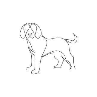 "Continuous Line Beagle Puppy Sketch: Depicting Playfulness and Poise with Minimalist Art"