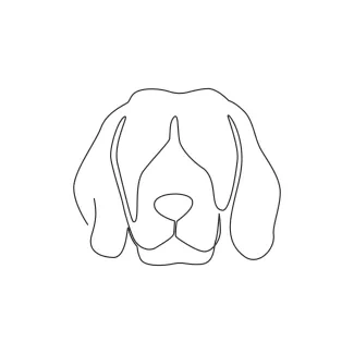 "Minimalist Beagle Head Sketch: Capturing Expression and Character in One Line Art"