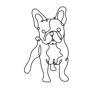 "Minimalist Bulldog Sketch: Capturing Strength and Distinctive Features with One Line Art"