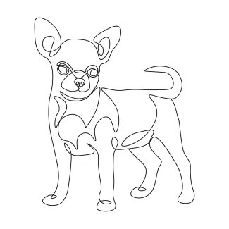 "Single Line Chihuahua Dog Sketch: A Quick and Fun Way to Draw Small Pets"