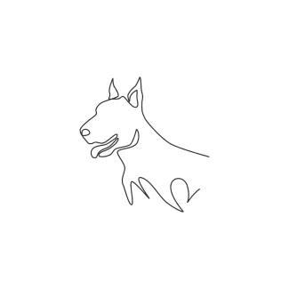 "Minimalist Doberman Sketch: Capturing Intelligence and Strength with One Line Art"