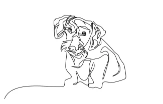 Dog in Simple Art: Easy Learning Through Line Drawing