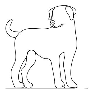 "One-Line Dog Sketch: A Minimalist Approach to Capturing Pet Expressions and Movement"