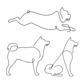 Three Dogs in One Line Drawing: Fun Pet Group Drawing with Simple Techniques