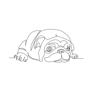 One Line Drawing of a Calm Dog: Simple Shapes for Relaxing Pet Art