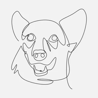 "One-Line Dog Head Sketch: Capturing a Pet’s Unique Expression with Simplicity"