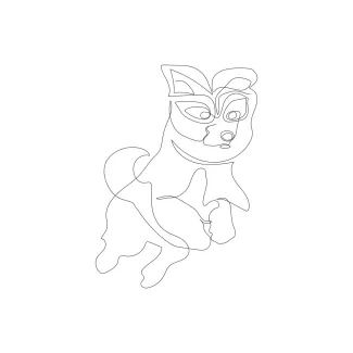 "One-Line Jumping Dog Art: Expressing Movement in a Simple Sketch"
