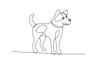 Easy One Line Drawing of a Pet Dog – Perfect for Daily Practice