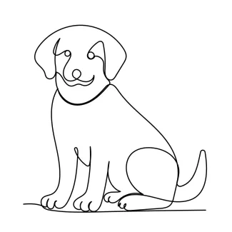 "Minimalist Dog Sketch: A One-Line Study of Playful and Recognizable Pet Figures"