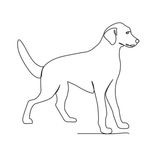 "One-Line Dog Drawing: A Minimalist Approach to Capturing a Beloved Companion"