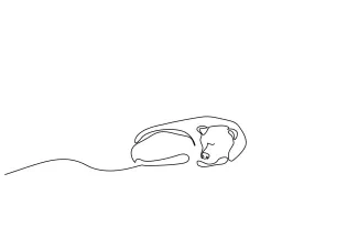 Sleeping Dog in Single Line Art: Calm and Peaceful Practice Drawing