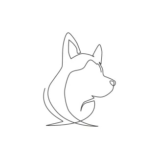 Siberian Husky Head "One Line Siberian Husky Head Illustration: Depicting Intelligence and Motion with Minimalist Techniques"