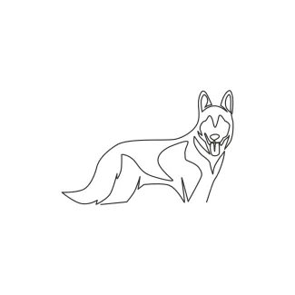 Simple Siberian Husky "One Line Simple Siberian Husky Drawing: Depicting Elegance and Strength with Minimalist Techniques"