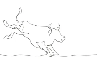 Bull One-Line Bull Drawing: Practice Strong Animal Shapes Using Easy Drawing Steps