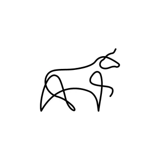 Bull Simple One-Line Bull Drawing: Learn Animal Proportions Through Minimalist Art