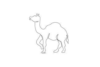 Camel Simple One-Line Camel Drawing for Practicing Long and Unique Shapes