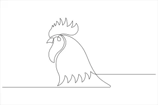 Chicken One-Line Chicken Drawing: Practice Basic Bird Shapes with a Farmyard Favorite