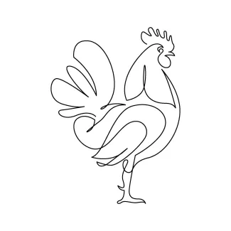 Rooster One-Line Rooster Drawing for All Ages: Easy Farm Bird Practice