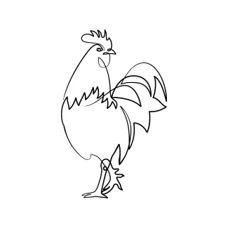 Rooster Easy Rooster Drawing with One Line: Build Focus and Animal Drawing Skills