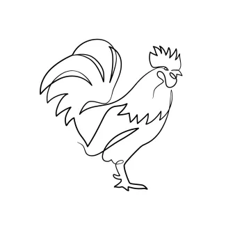 Rooster One-Line Rooster Drawing Tutorial: Practice Farm Bird Art with Simple Lines
