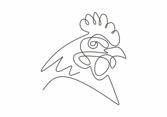 Rooster Fun and Simple Rooster Drawing in One Line for Kids and Adults