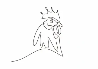 Rooster Easy One-Line Rooster Drawing for Kids and Beginners