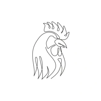 Rooster Easy Rooster Drawing with One Line: Great for Practicing Bold Animal Shapes