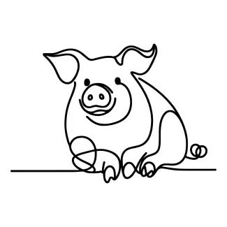 Pig Quick One-Line Pig Drawing: Simple Animal Art for Fun and Skill Growth