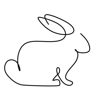 Bunny Easy Bunny One-Line Drawing: Great for Practicing Gentle Animal Shapes
