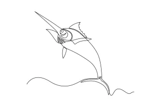 Marlin One-Line Drawing of a Marlin: A Creative Exercise in Animal Sketching