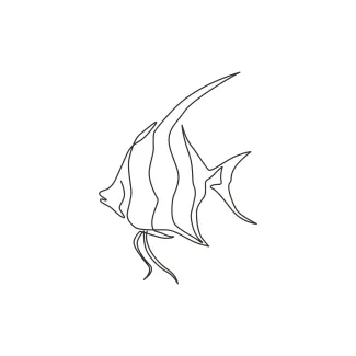 Adorable freshwater angelfish One-Line Drawing of Adorable Freshwater Angelfish: Learn Large Fin Shapes with Ease