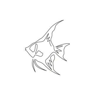 Funny freshwater anglefish Funny Freshwater Angelfish One-Line Drawing: Learn Silly Shapes in Underwater Art