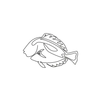 Blue tang fish Blue Tang Fish One-Line Drawing: Explore Ocean Animal Shapes with Simple Line Practice