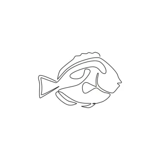 Funny blue tang fish Funny Blue Tang Fish in One Line: Draw Playful Sea Shapes with One Continuous Line