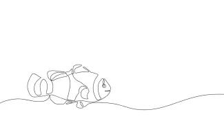 Clownfish fish Clownfish One-Line Drawing: Easy Ocean Animal Art for Practice and Fun